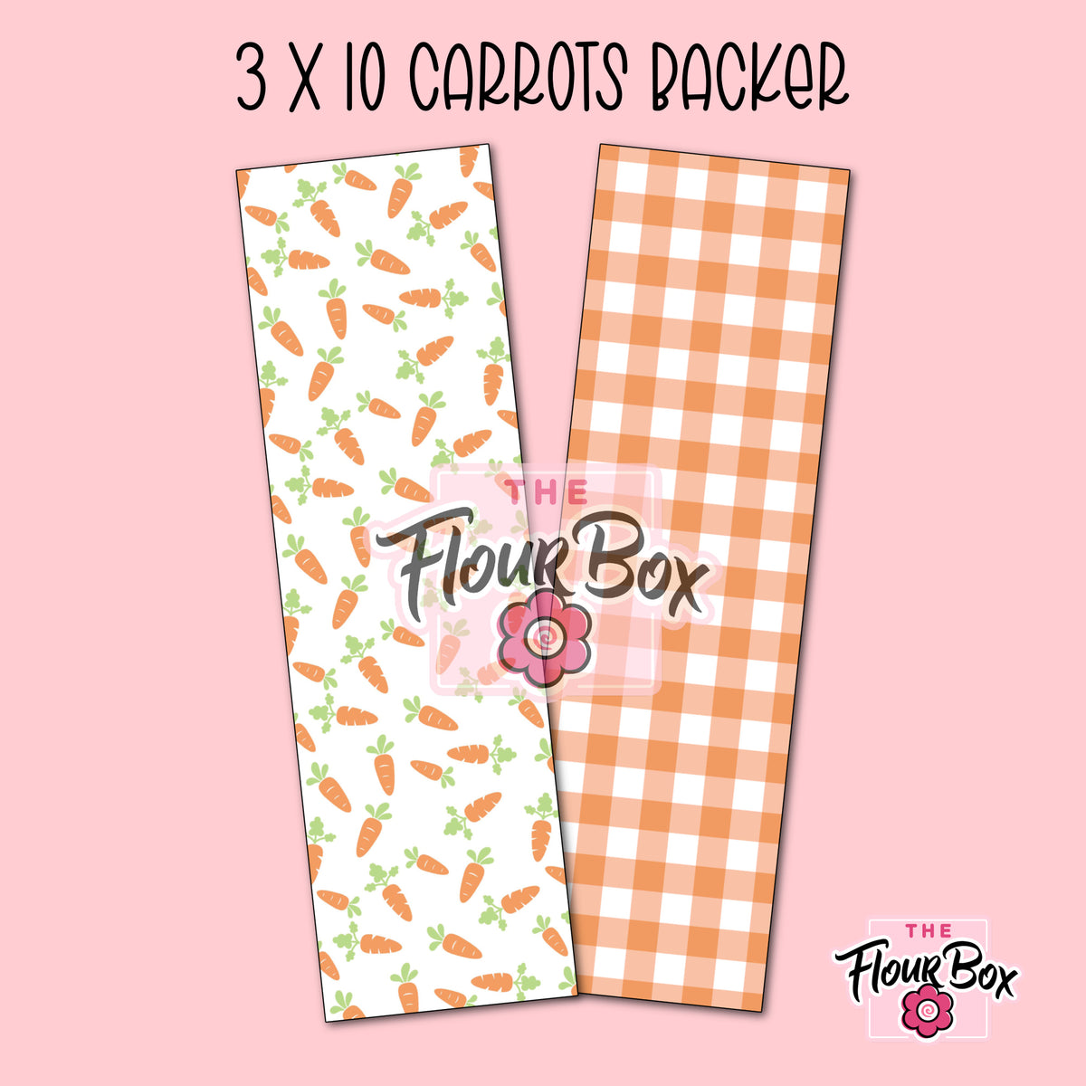 Scattered Carrots Cookie BOX Backer - 3" x 10" Long - 25 BACKERS