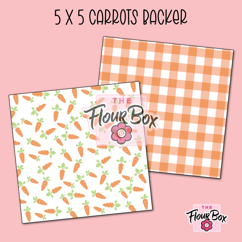 Scattered Carrots Cookie BOX Backer - 5" x 5" Square - 25 BACKERS