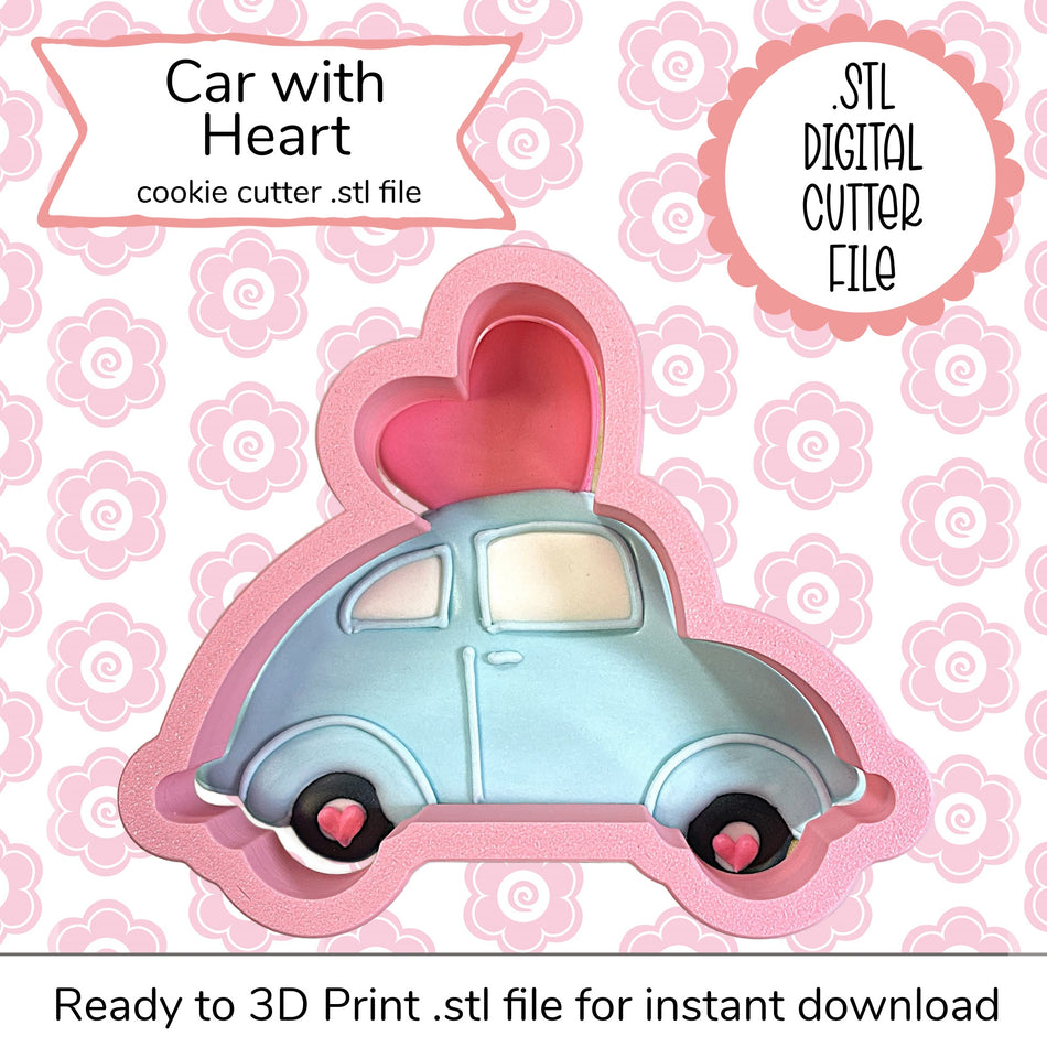 Car with Heart Cutter STL File (digital file)
