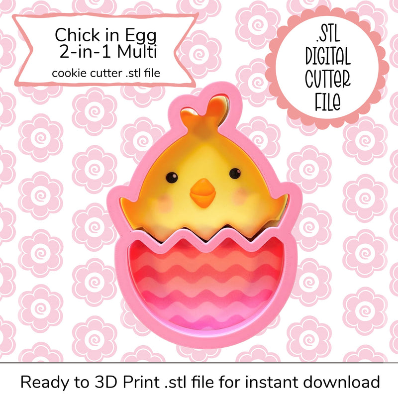 Chick in Egg 2-in-1 Multi Cutter STL File (digital file)
