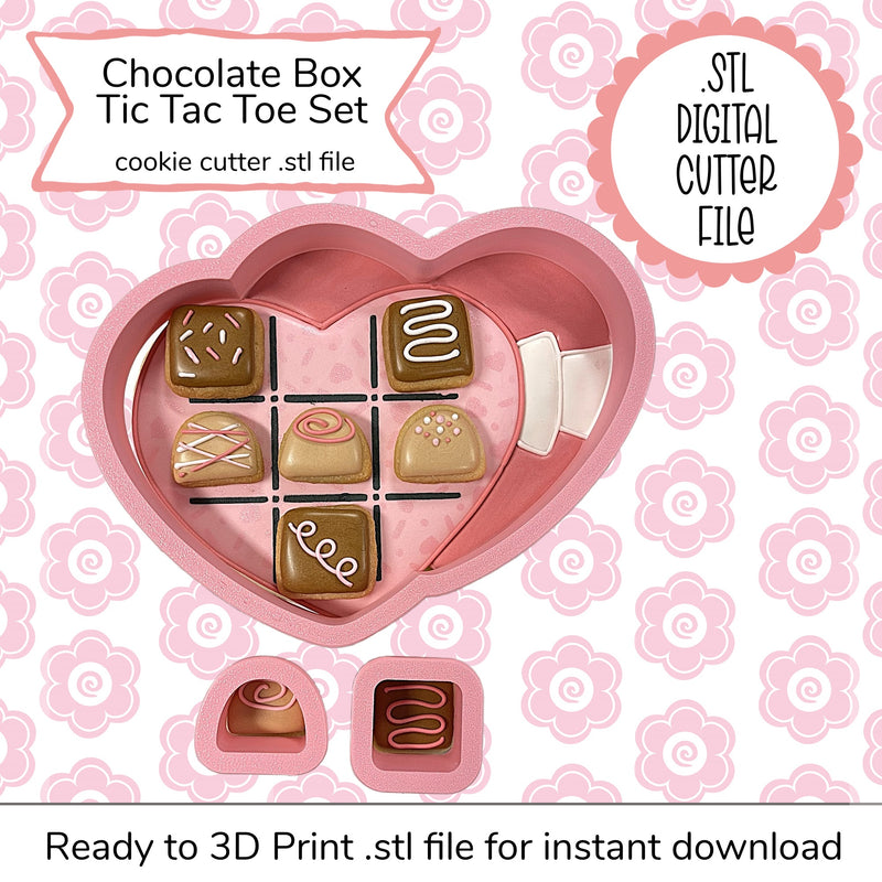 Chocolate Box Tic Tac Toe Cutter Set STL File (digital file)