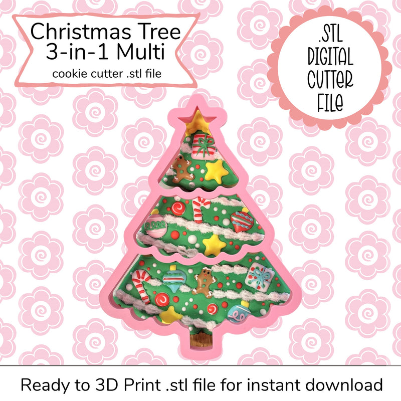 Christmas Tree 3-in-1 Multi Cutter STL File (digital file)