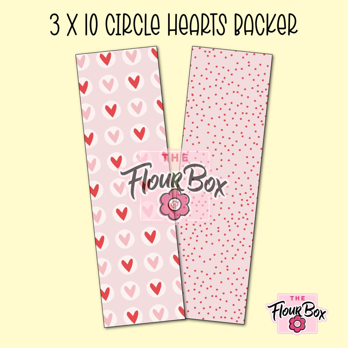 Circle Heart Pattern Cookie BOX Backer - 3" x 10" Long - 25 BACKERS