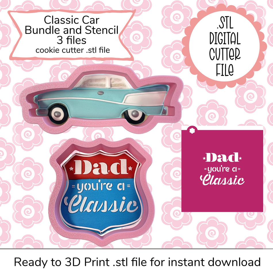 Classic Car Cutter Bundle STL Files and SVG Stencil File (digital file)