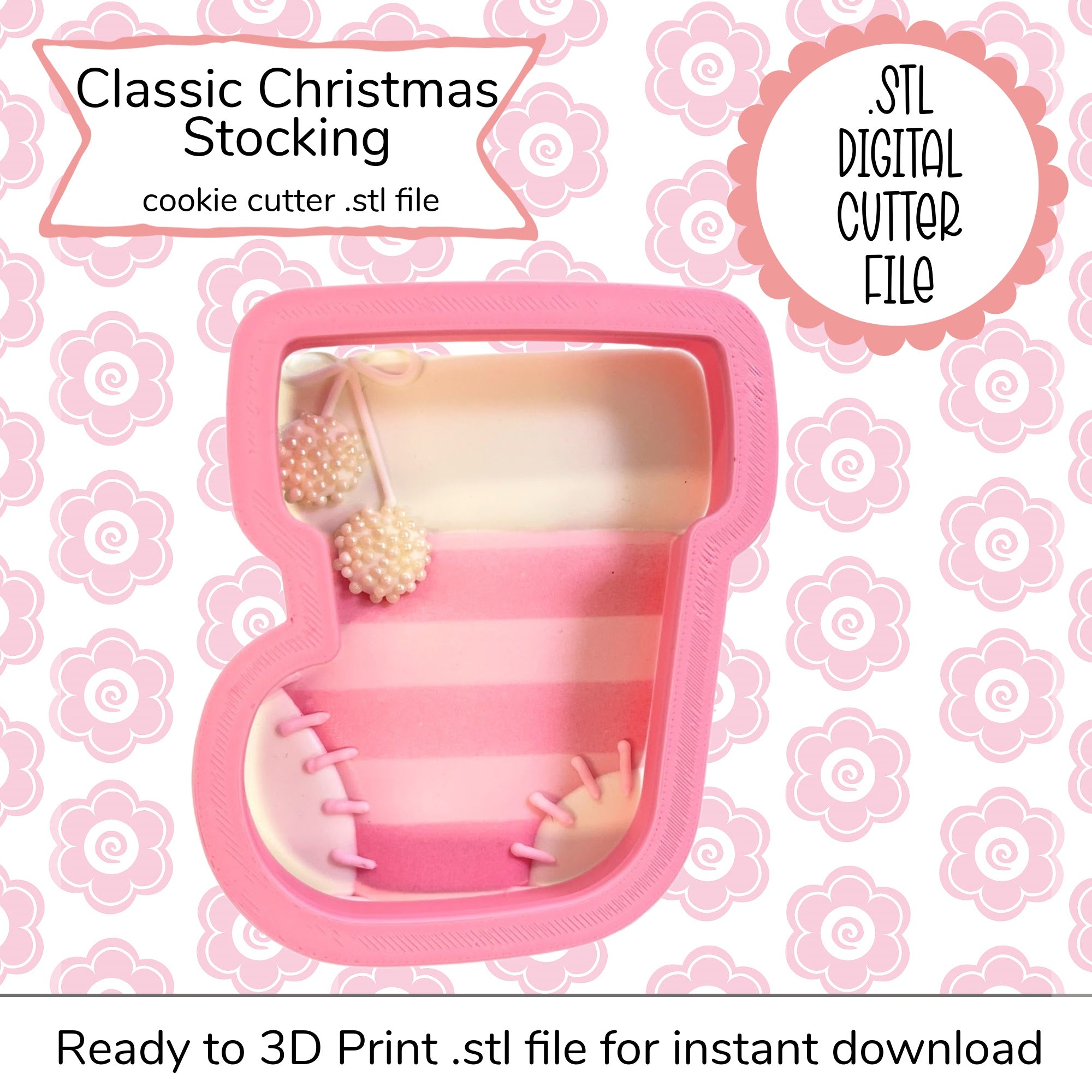 Classic Christmas Stocking STL Cutter File (digital file)