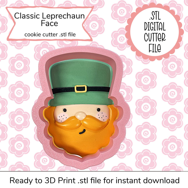 Classic Leprechaun Face Cutter STL File (digital file)