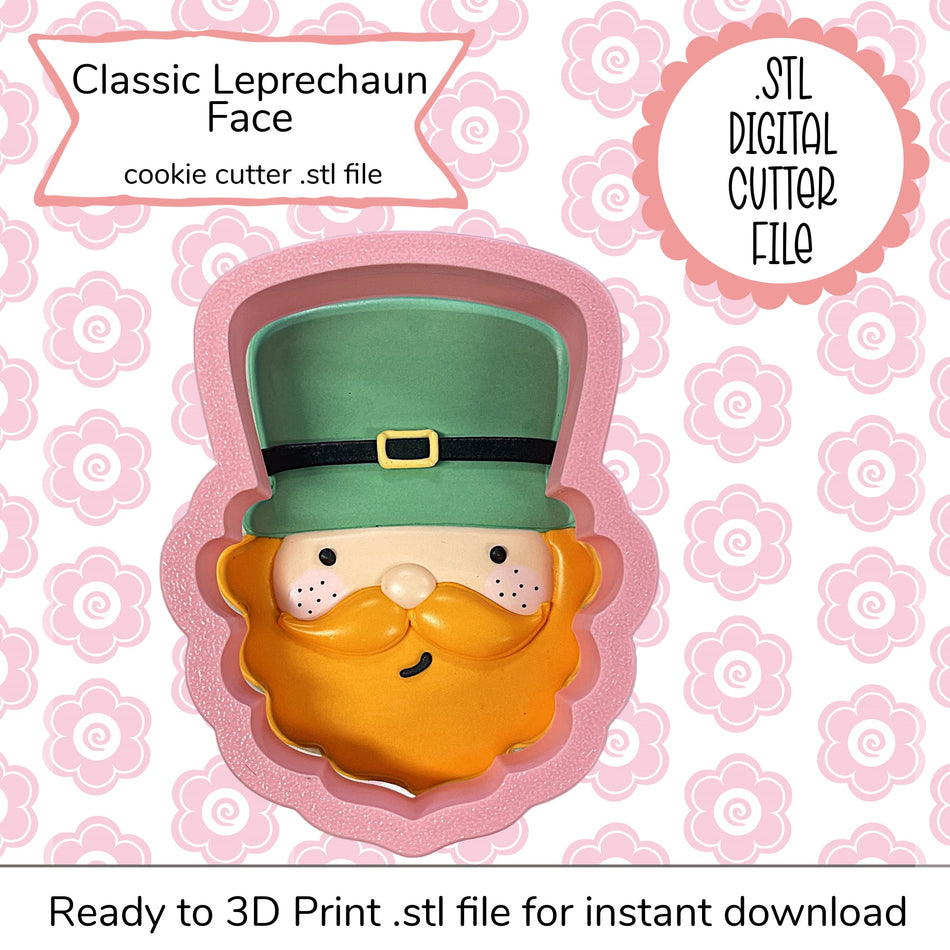 Classic Leprechaun Face Cutter STL File (digital file)