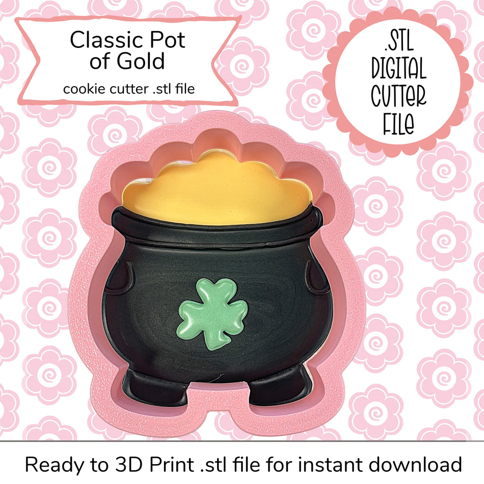 Classic Pot of Gold Cutter STL File (digital file)
