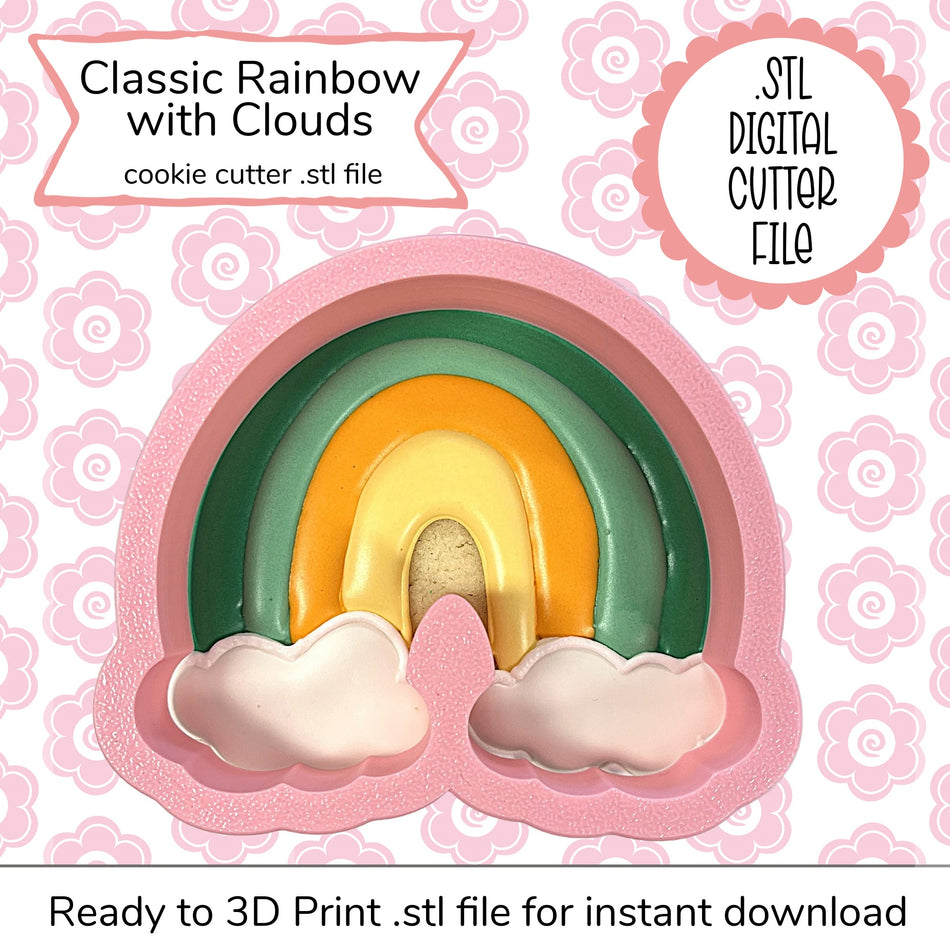 Classic Rainbow with Clouds Cutter STL File (digital file)