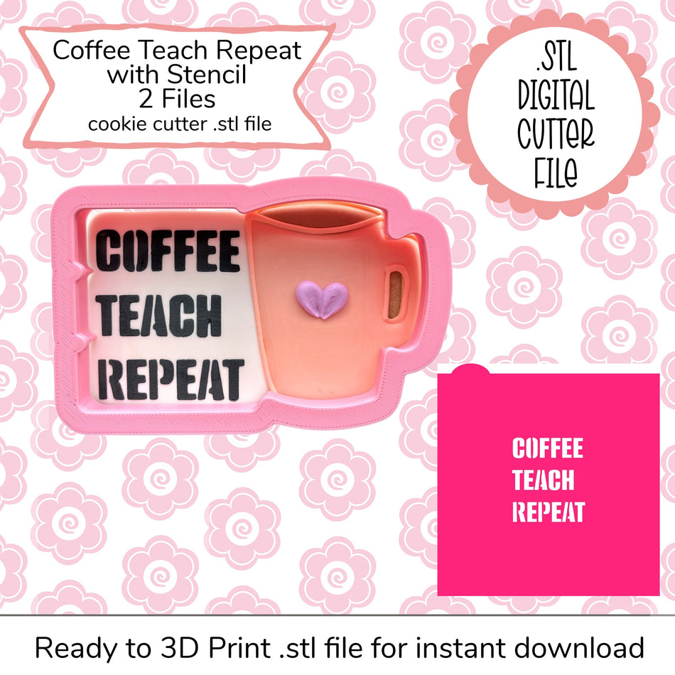 Coffee Teach Repeat Cutter STL File and SVG Stencil File (digital file)