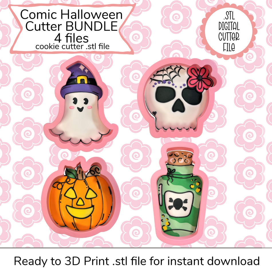 Comic Halloween Cutter Bundle STL Files and SVG Stencil (digital file)