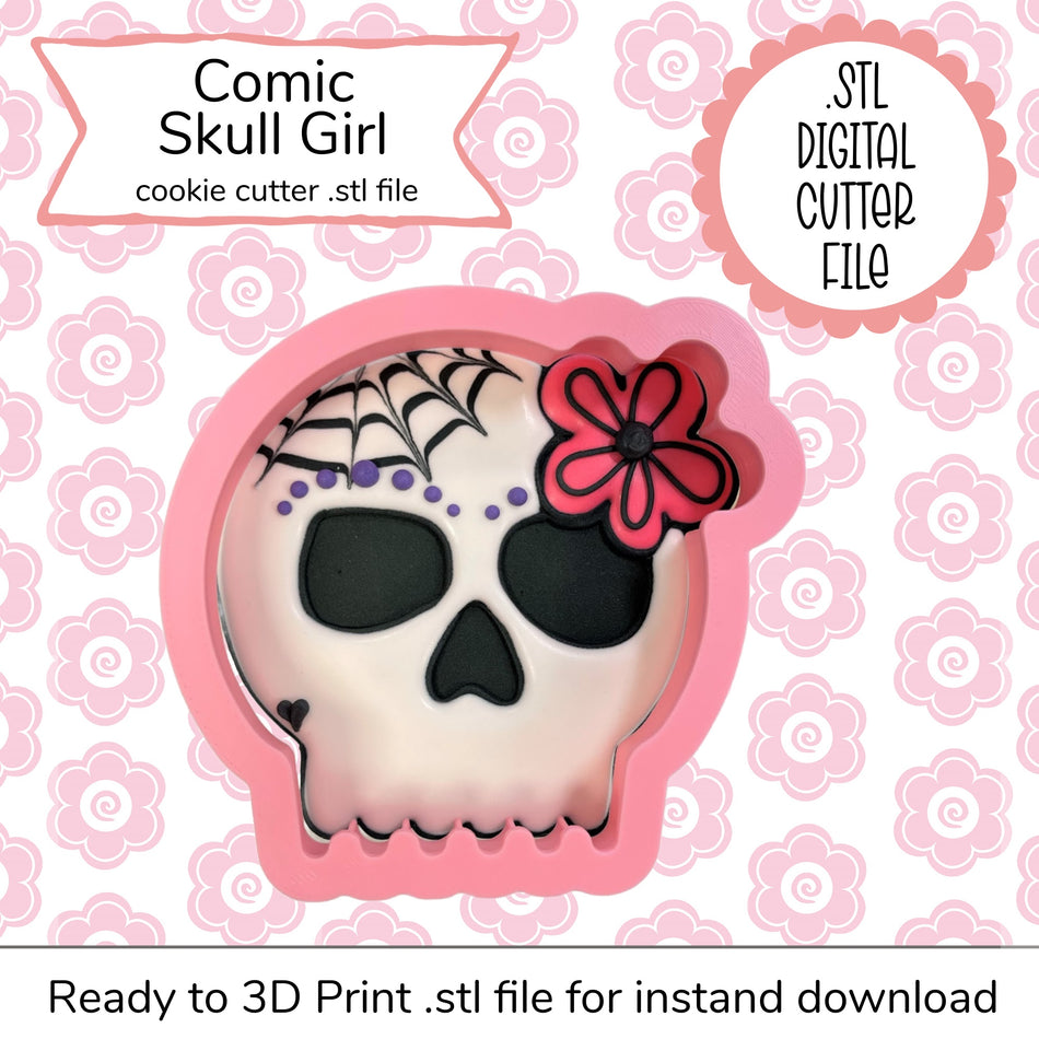 Comic Skull Girl STL Cutter File (digital file)