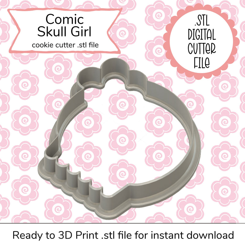 Comic Skull Girl STL Cutter File (digital file)