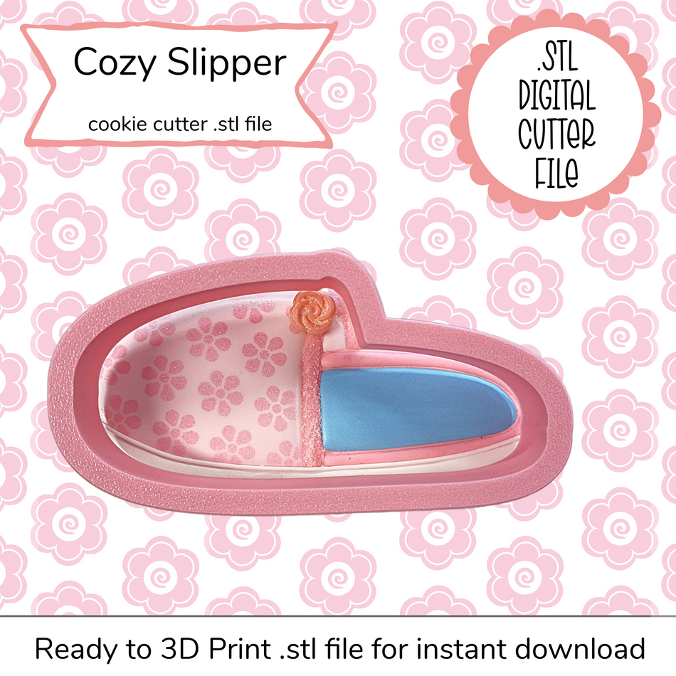 Cozy Slipper Cookie Cutter STL File (digital file)