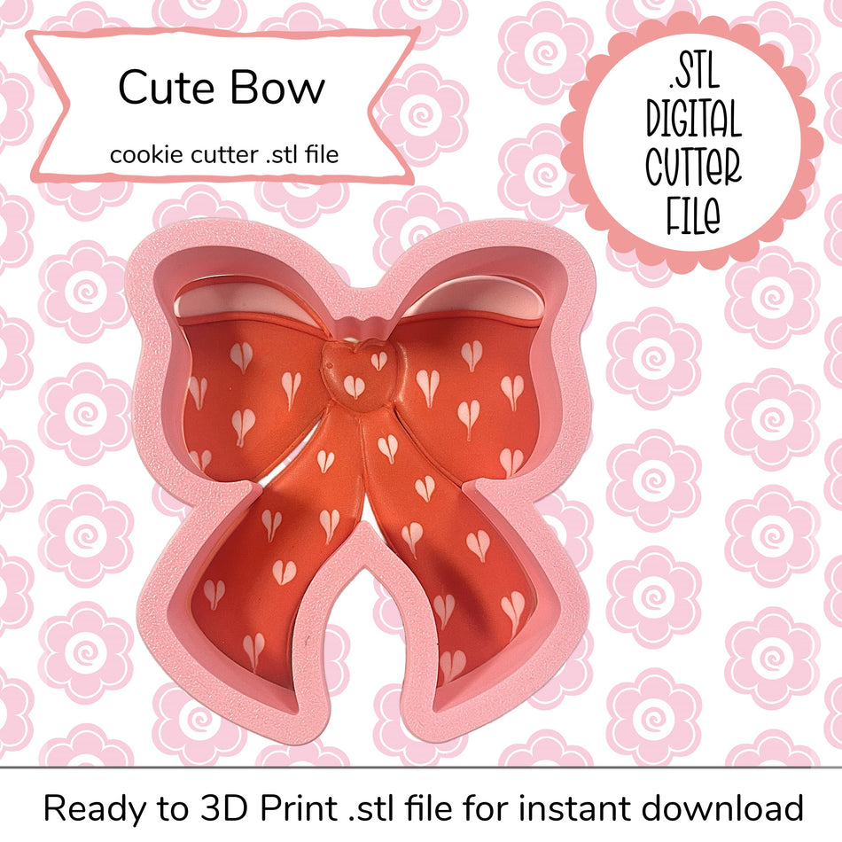 Cute Bow Cutter STL File (digital file)