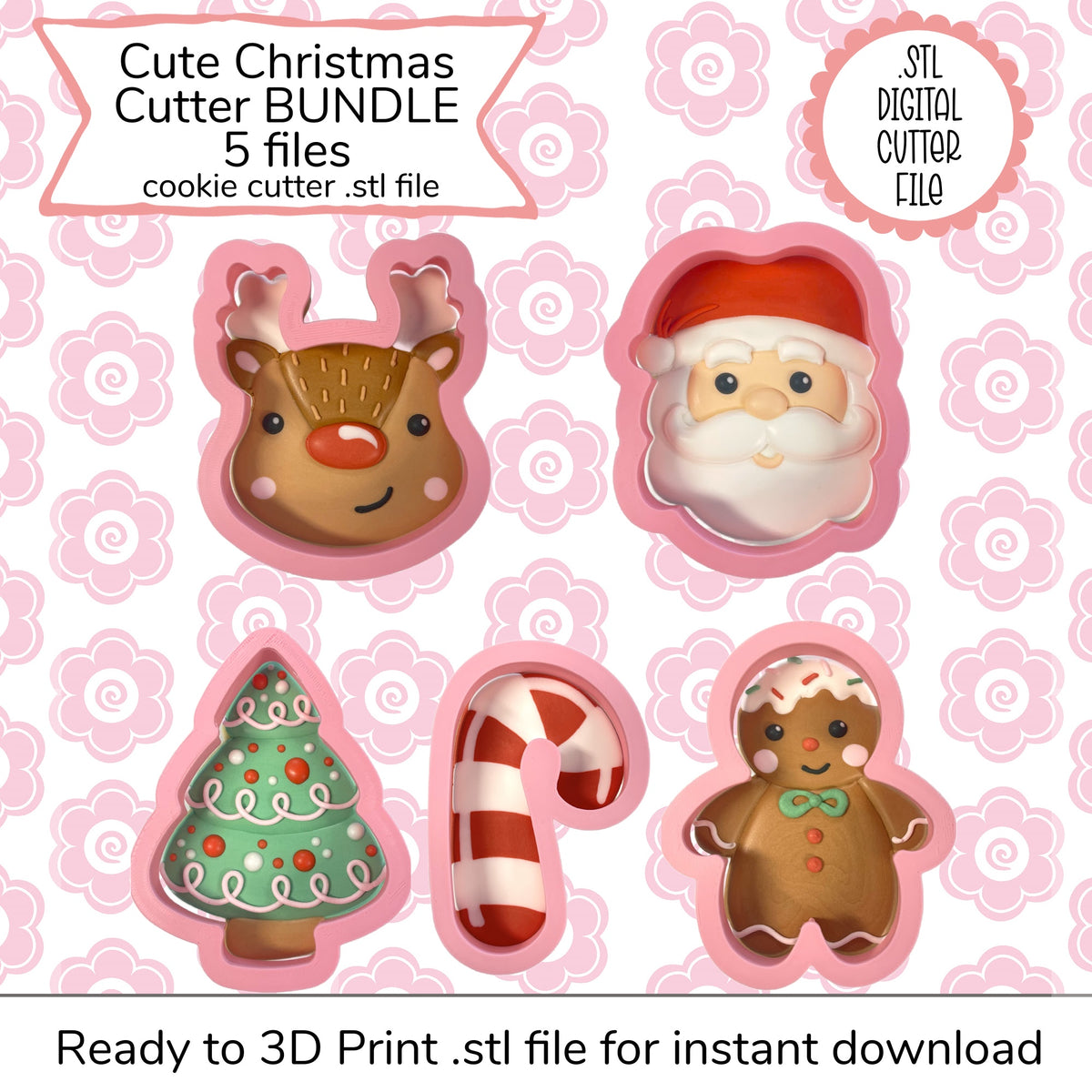 Cute Christmas Cutter Bundle STL Files (digital file)