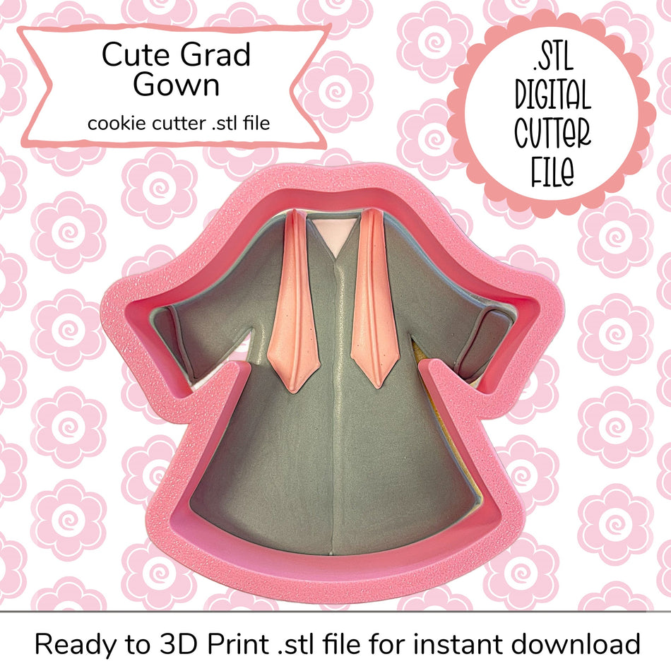 Cute Grad Gown Cutter STL File (digital file)