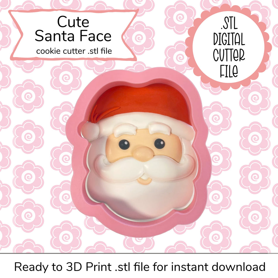 Cute Santa Face Cutter STL File (digital file)