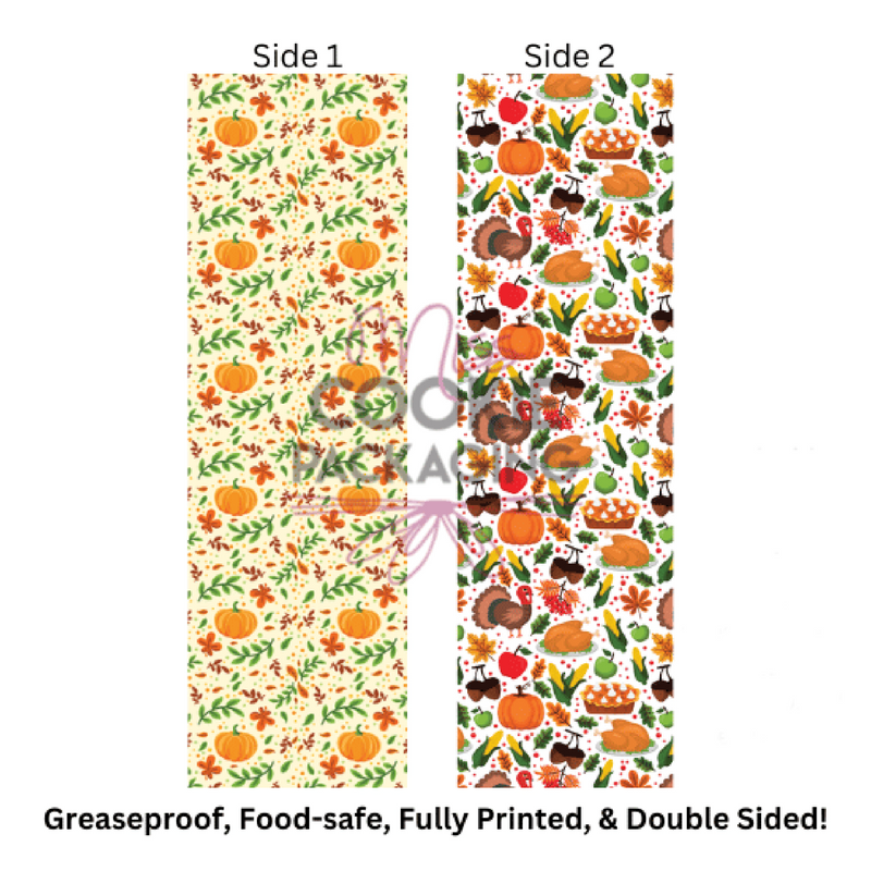 Cute Thanksgiving Dinner Cookie BAG Backer Card - 2.625" x 9.5" - QTY 25
