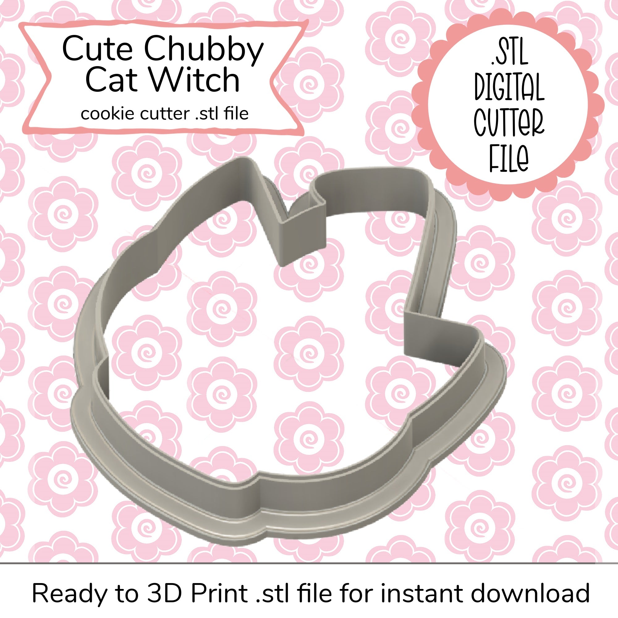 Cute Chubby Cat Cutter STL File (digital file)