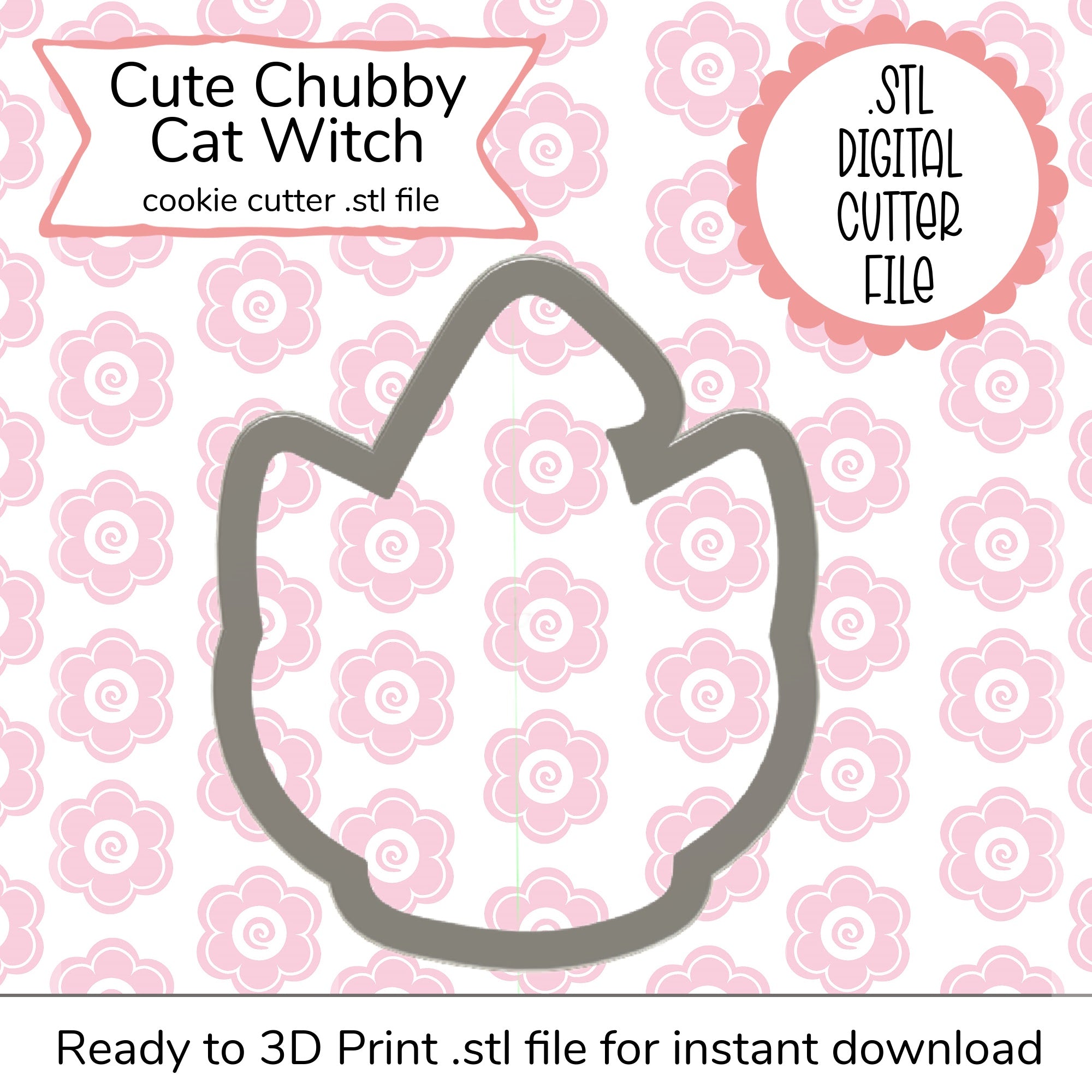 Cute Chubby Cat Cutter STL File (digital file)