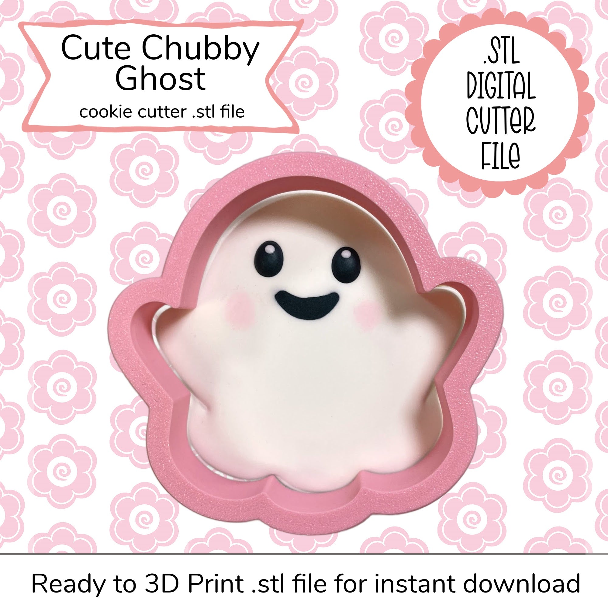 Cute Chubby Ghost Cutter STL File (digital file)