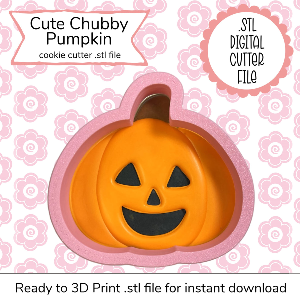 Cute Chubby Pumpkin Cutter STL File (digital file)