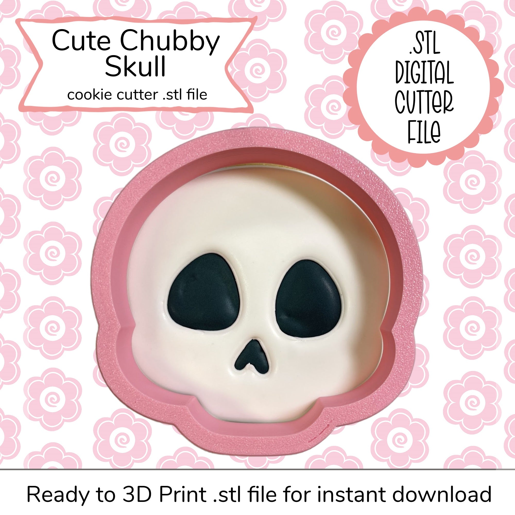Cute Chubby Skull Cutter STL File (digital file)
