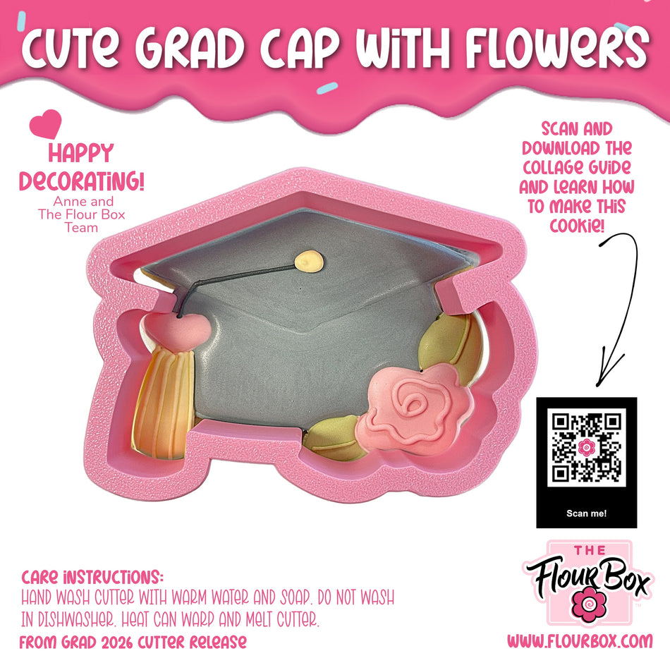 Cute Grad Cap with Flower Cookie Cutter