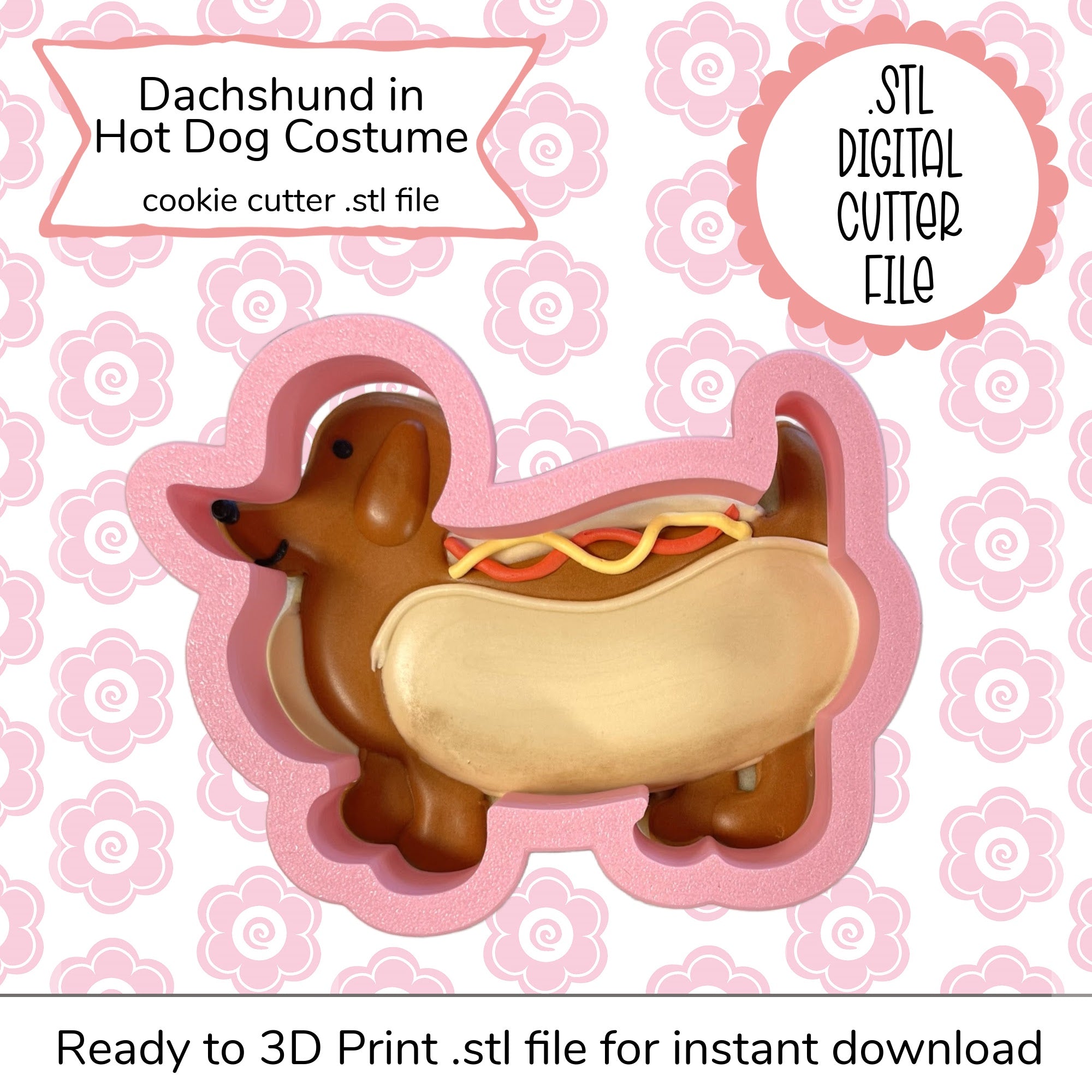 Dachshund in Hot Dog Costume STL Cutter File (digital file)