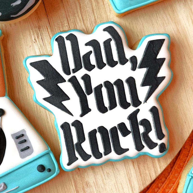 Dad Rocks Cookie Cutter with Stencil