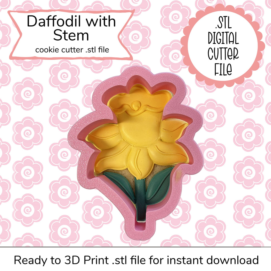 Daffodil with Stem Cutter STL File (digital file)