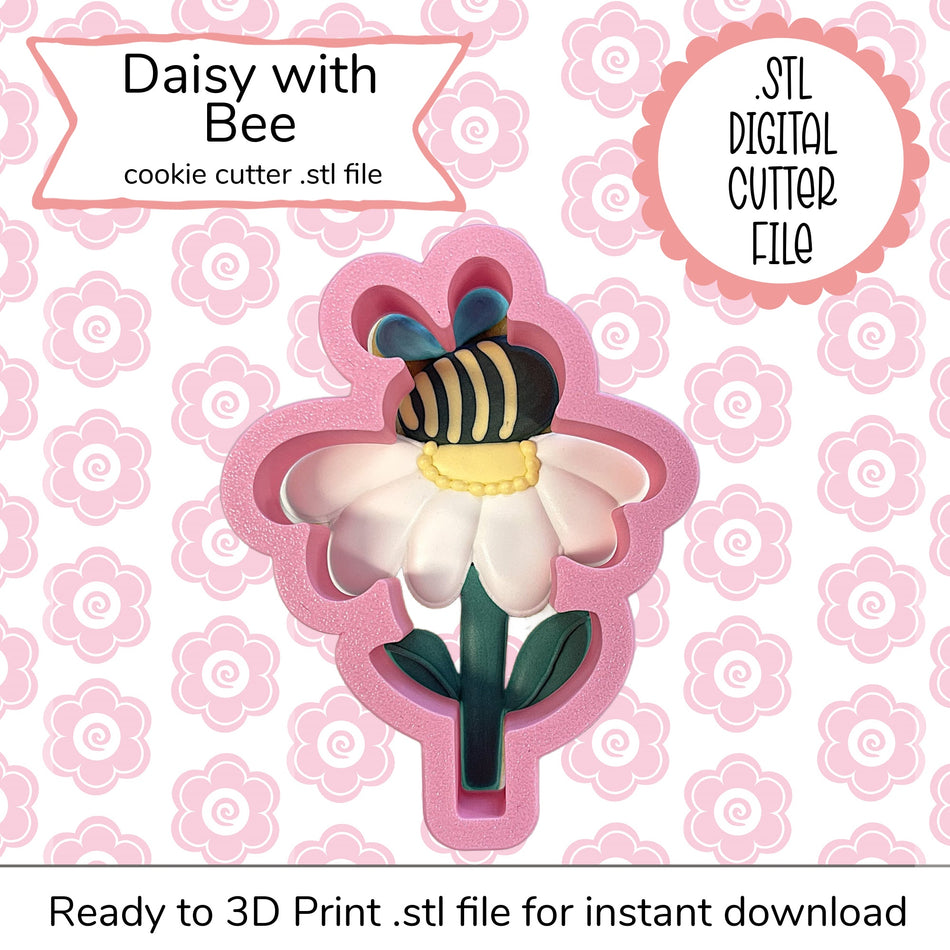 Daisy with Bee Cutter STL File (digital file)
