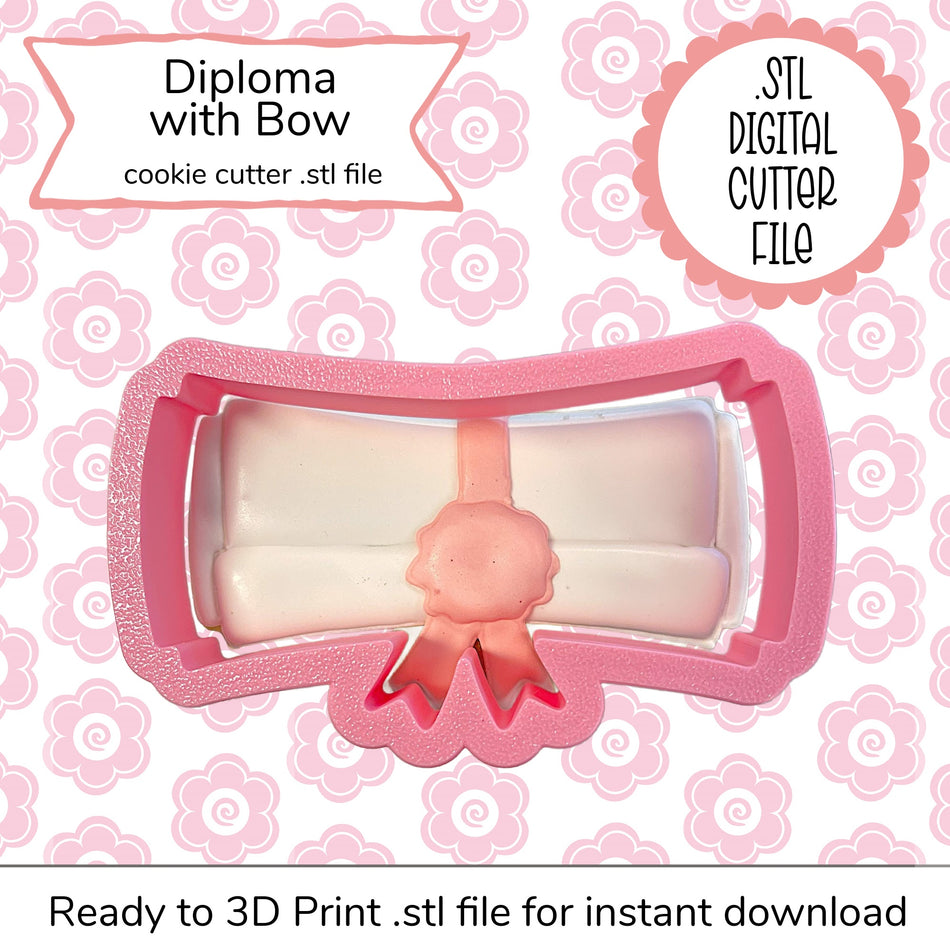 Diploma with Ribbon Cutter STL File (digital file)