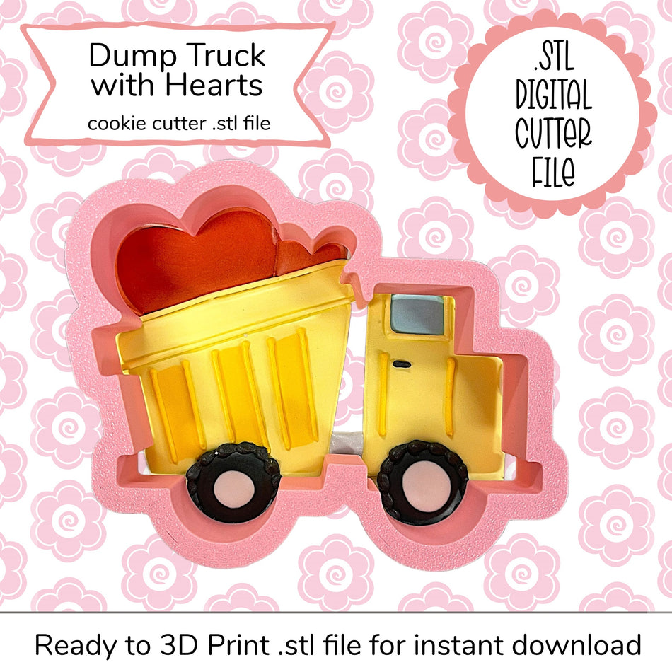 Dump Truck with Hearts Cutter STL File (digital file)