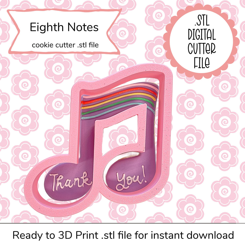 Eighth Notes (Music Note) Cutter STL File (digital file)