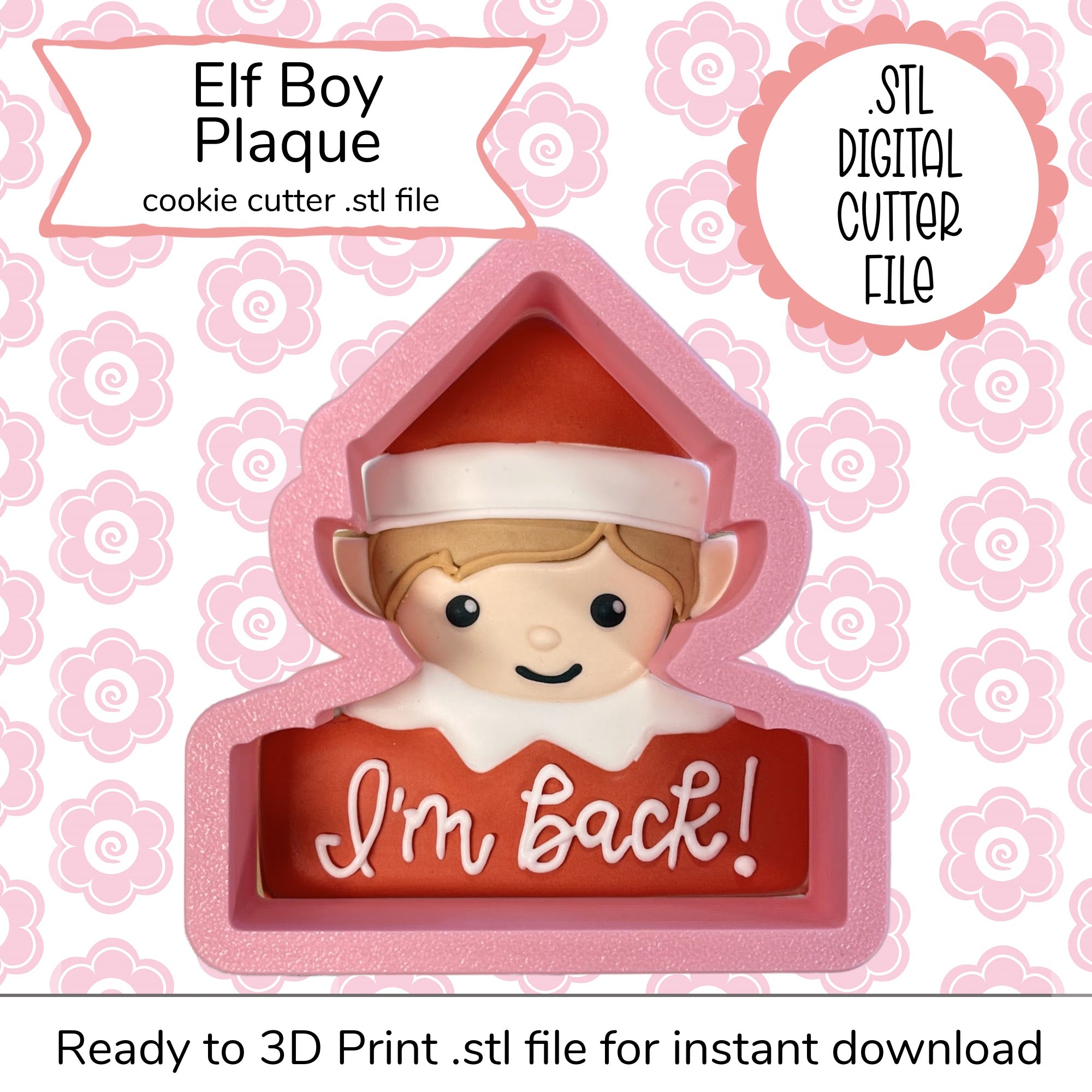 Elf Boy Plaque Cutter STL File (digital file)
