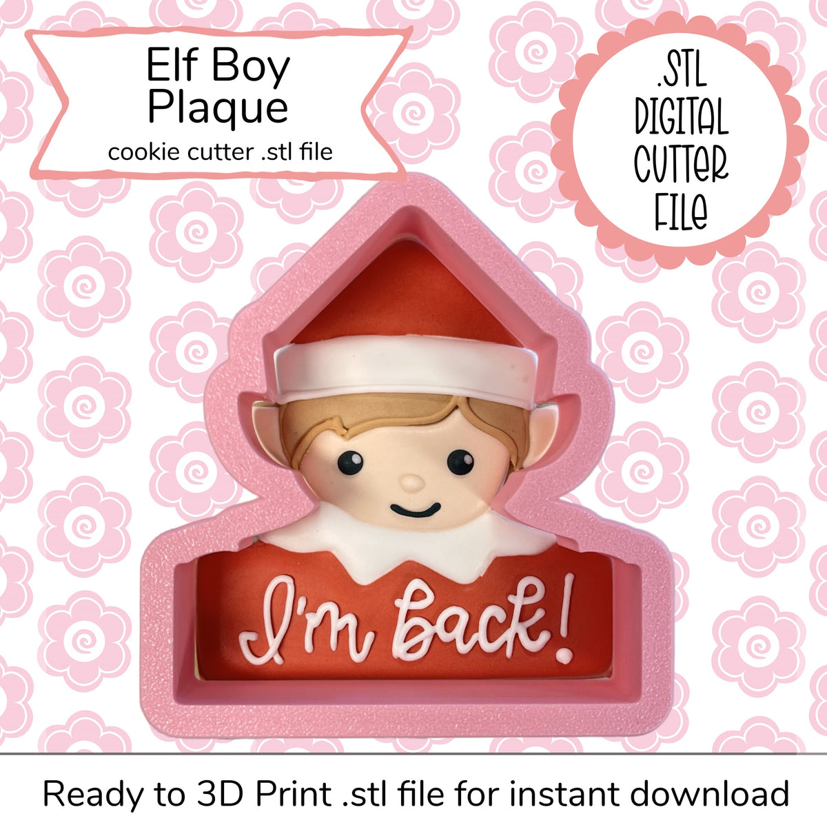 Elf Boy Plaque Cutter STL File (digital file)