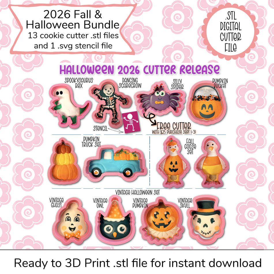 Halloween 2026 Cutter Set STL File and SVG Stencil File (digital file)