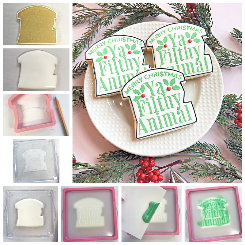 Filthy Animal Plaque Cookie Cutter with Stencil