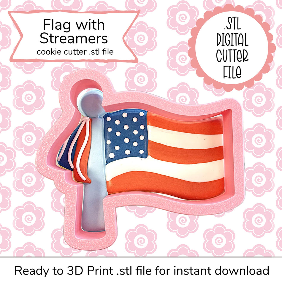 Flag with Streamers Cutter STL File (digital file)