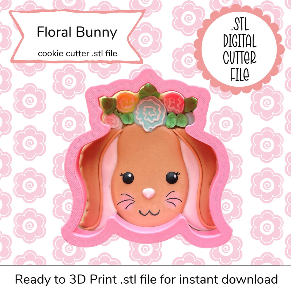 Floral Bunny Cutter STL File (digital file)