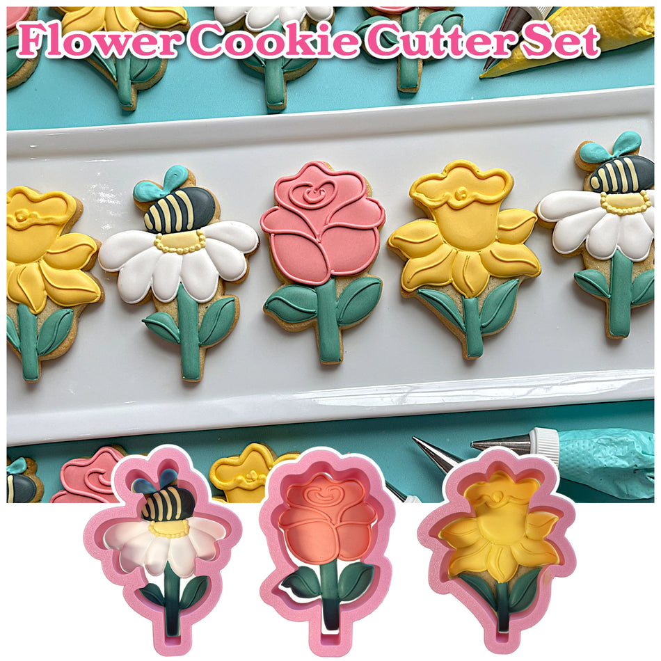 Flower Cookie Cutter Bundle (3 cutters)