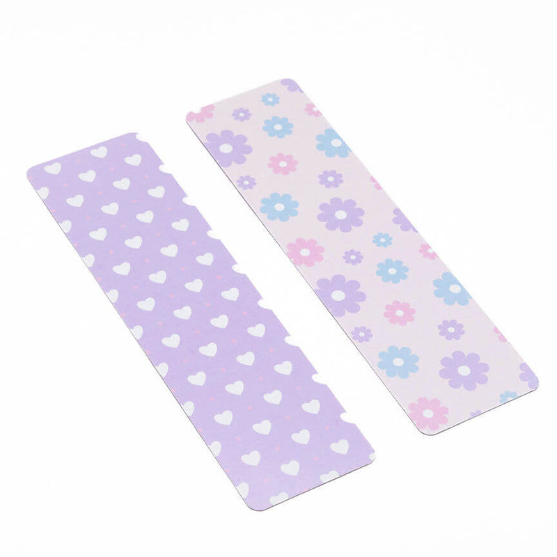 Flowers Purple White Hearts Cookie BAG Backer Card - 2.625" x 9.5" - QTY 25