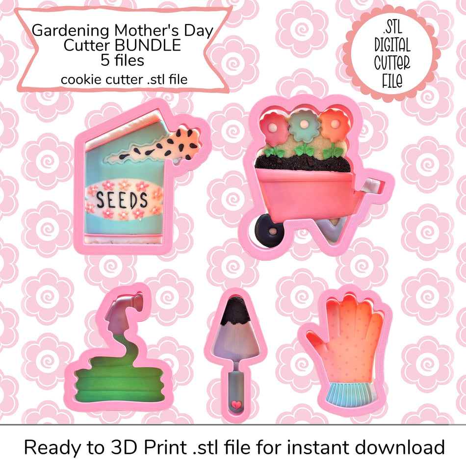 Gardening Mother's Day Cutter Bundle STL File (digital file)