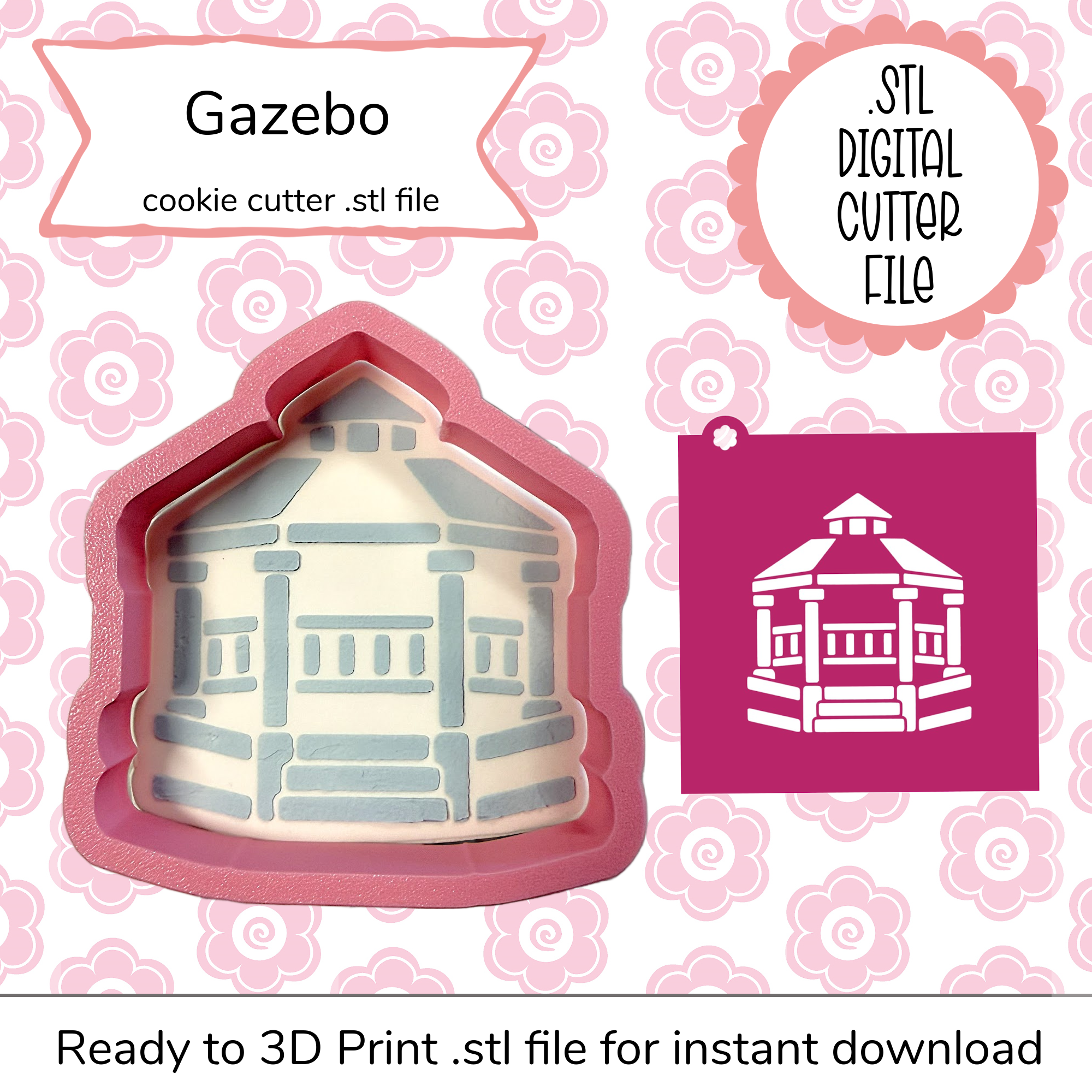 Gazebo Cutter STL File and SVG Stencil File (digital file)