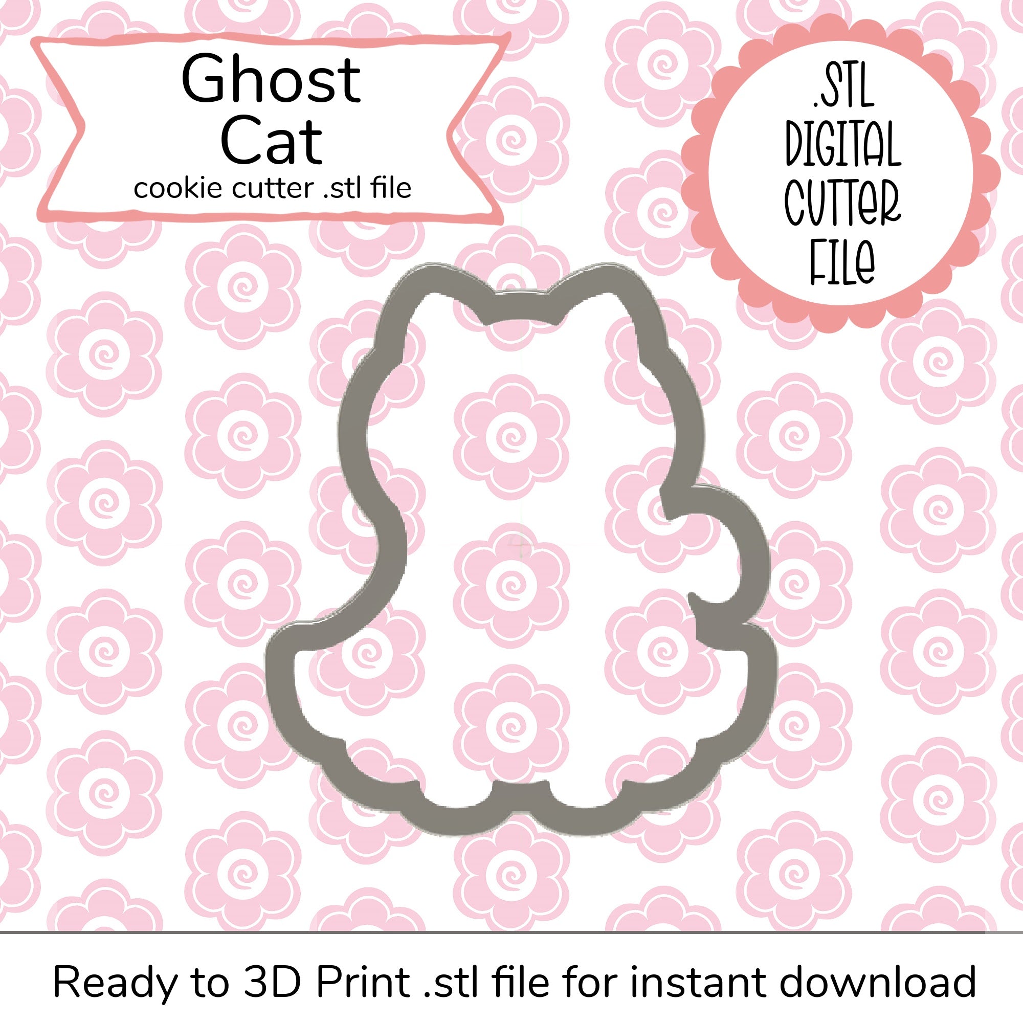 Ghost Cat STL Cutter File (digital)