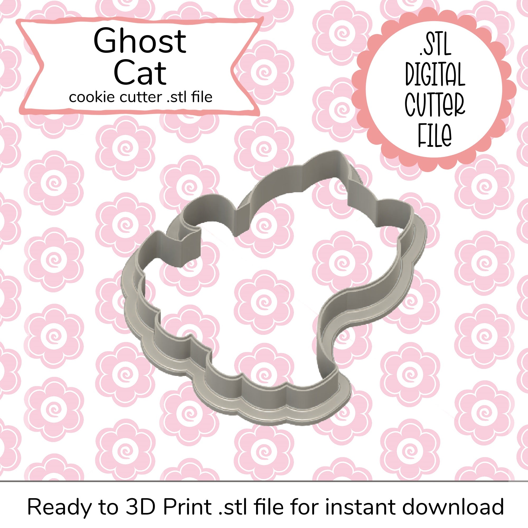 Ghost Cat STL Cutter File (digital)