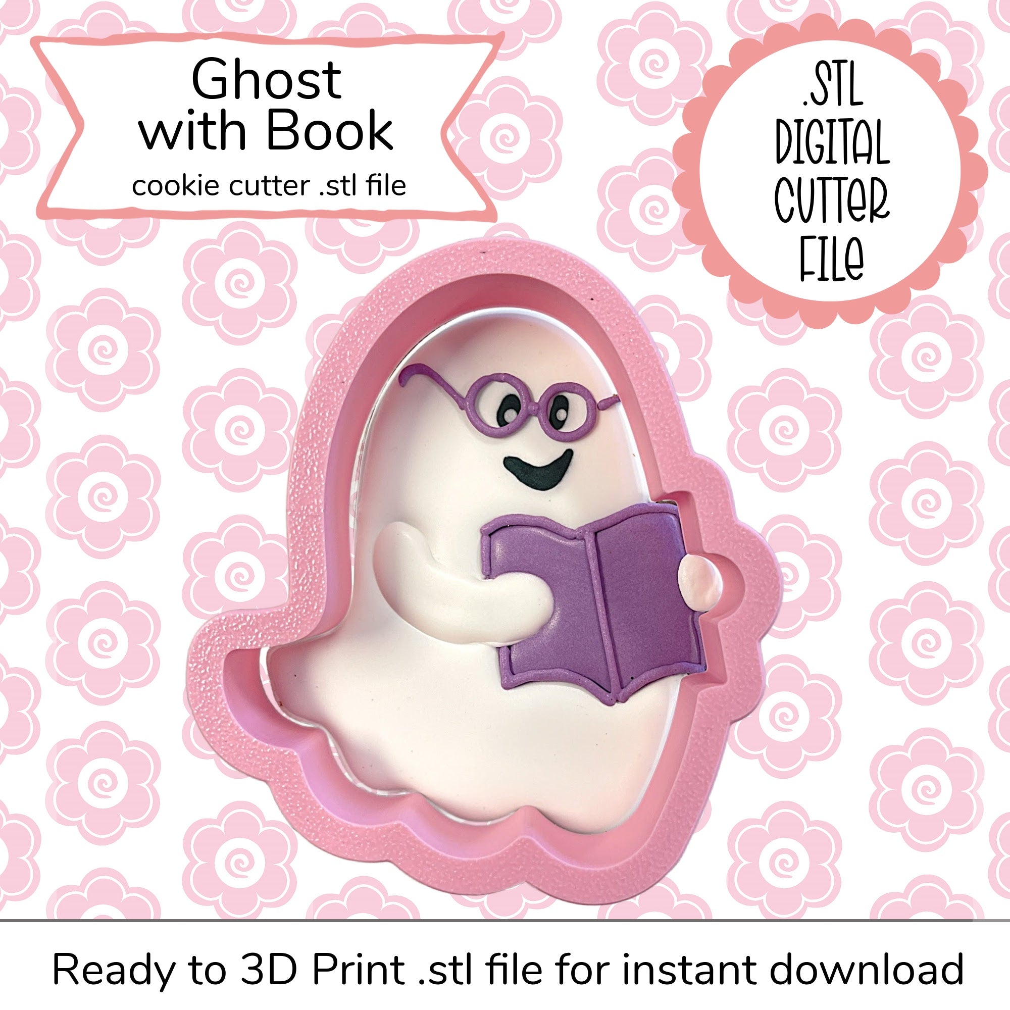 Ghost with Book STL Cutter File (digital file)
