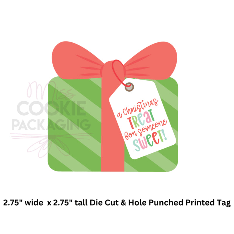 Christmas Treat for Someone Sweet Gift Box Cookie Tag 2.75" x 2.75" - QTY 25